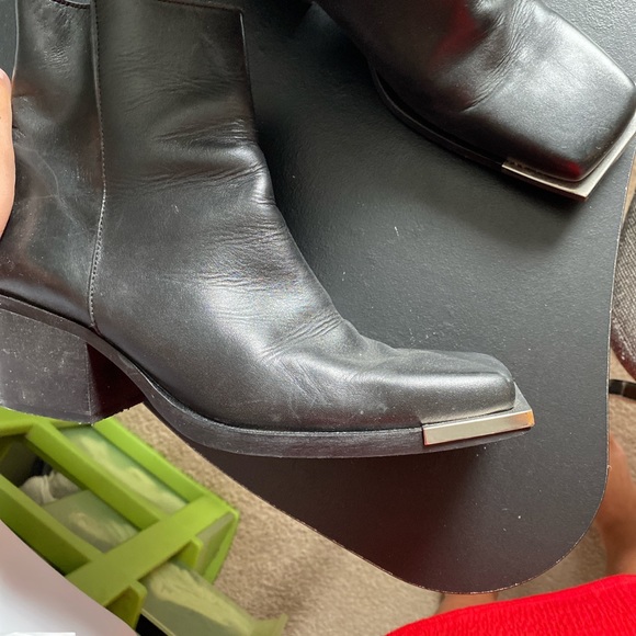 [Sold] Mango MNG black leather square toe ankle boots - Picture 5 of 6